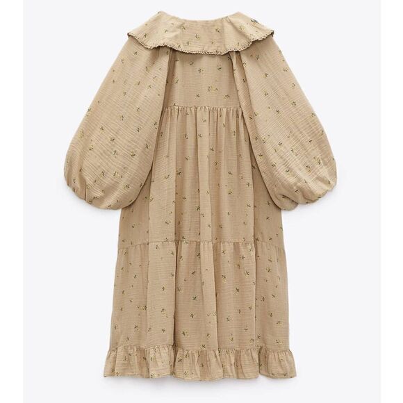 ZARA EMBROIDERED PETER PAN COLLAR MINI DRESS - Picture 2 of 5